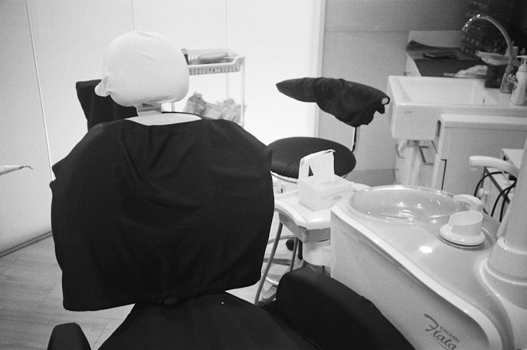 Dental chair with equipment in a clinic